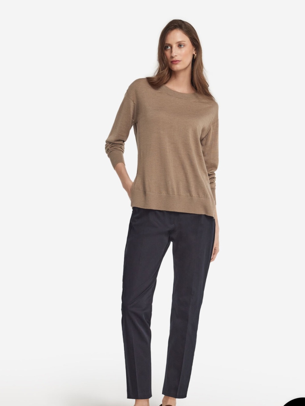 falconeri cashmere crew neck sweater with slits size L NWT 9215 melange wheat